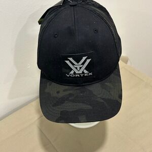 Black vortex snapback hat
